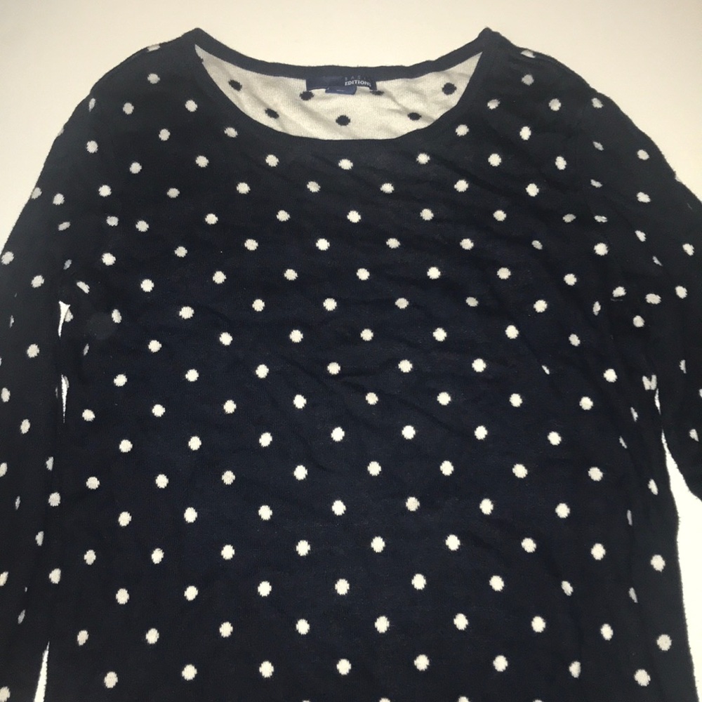 Navy and White Polka-Dot Sweater